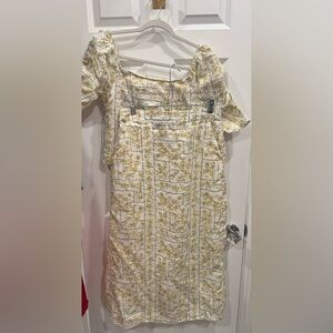 Joie Yellow and White Floral Skirt and Top 100% Linen